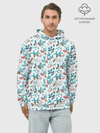 Худи мужской база хлопок / Морозная Зимняя Свежесть