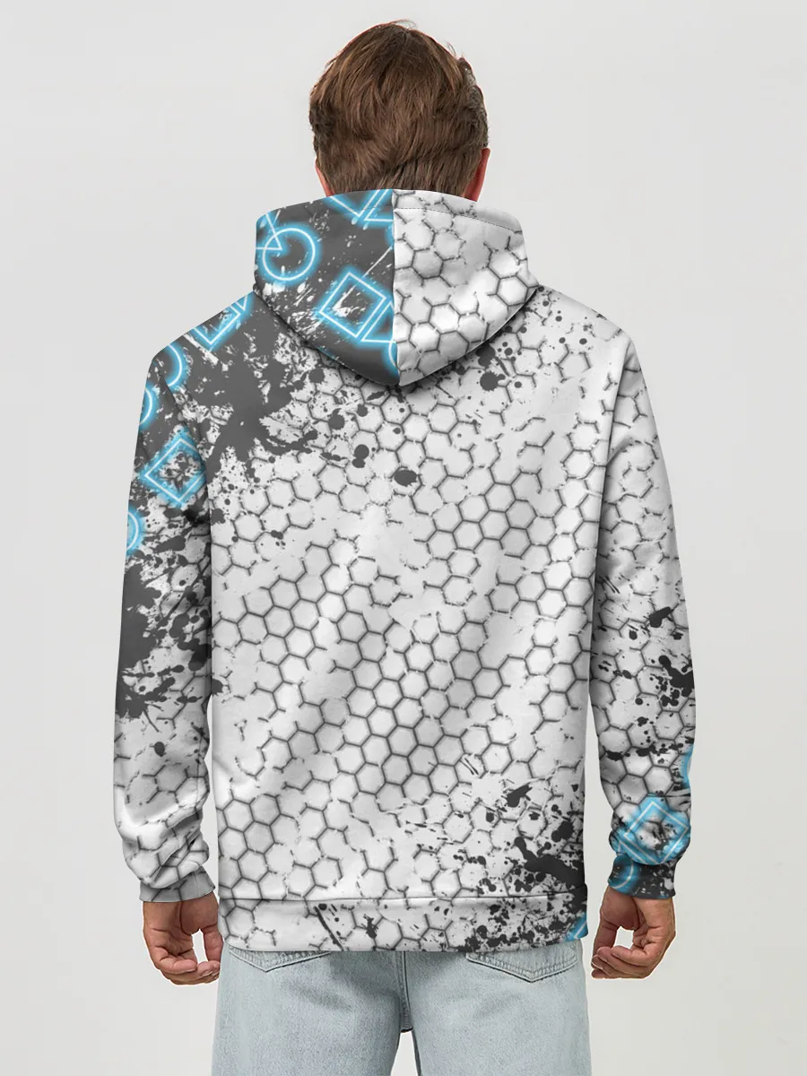 Худи мужской база хлопок / Игра в кальмара Неон