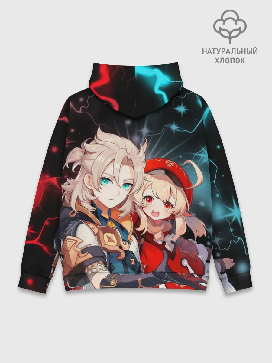 Худи мужской база хлопок / Альбедо и Кли, Genshin Impact