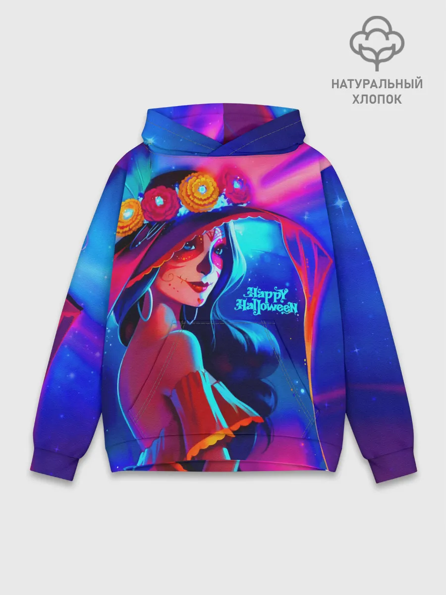 Худи мужской база хлопок / Неоновая ведьма