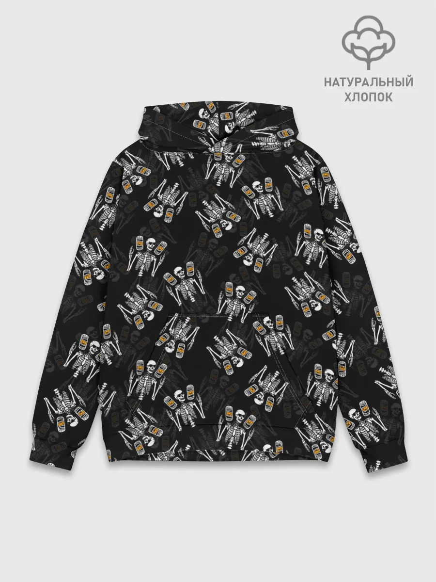 Худи мужской база хлопок / ПАТТЕРН СКЕЛЕТ / HALLOWEEN PARTY