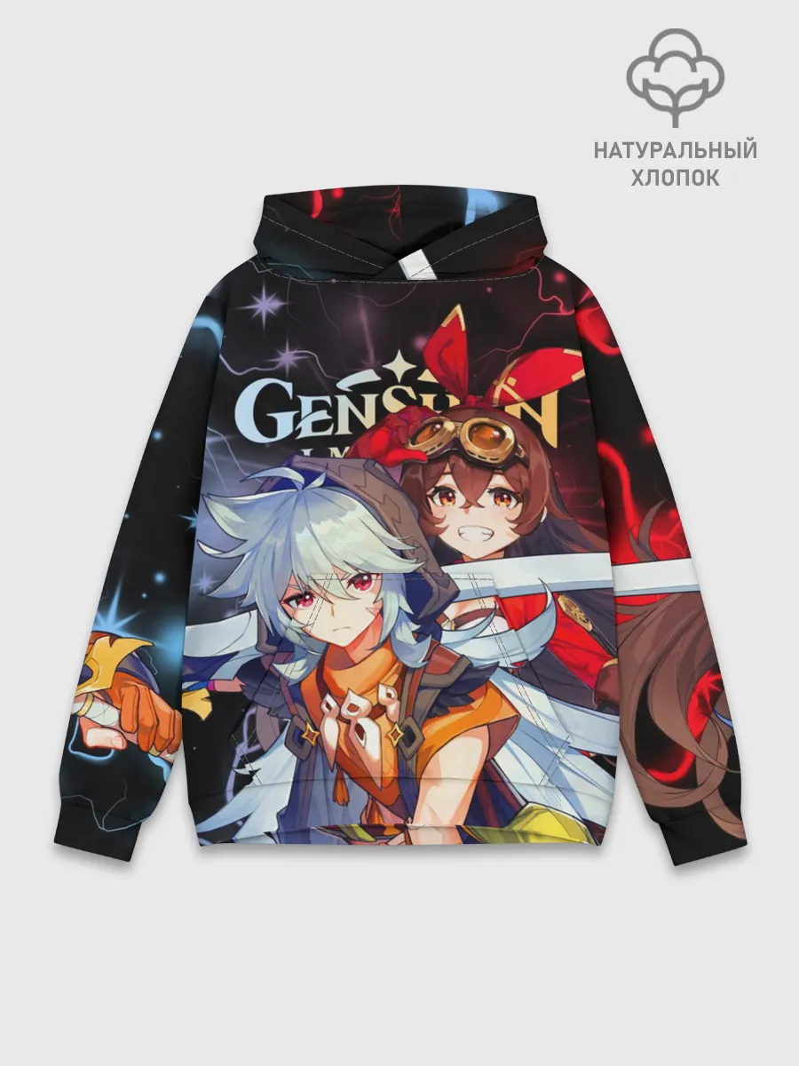 Худи мужской база хлопок / Рэйзор и Эмбер, Genshin Impact