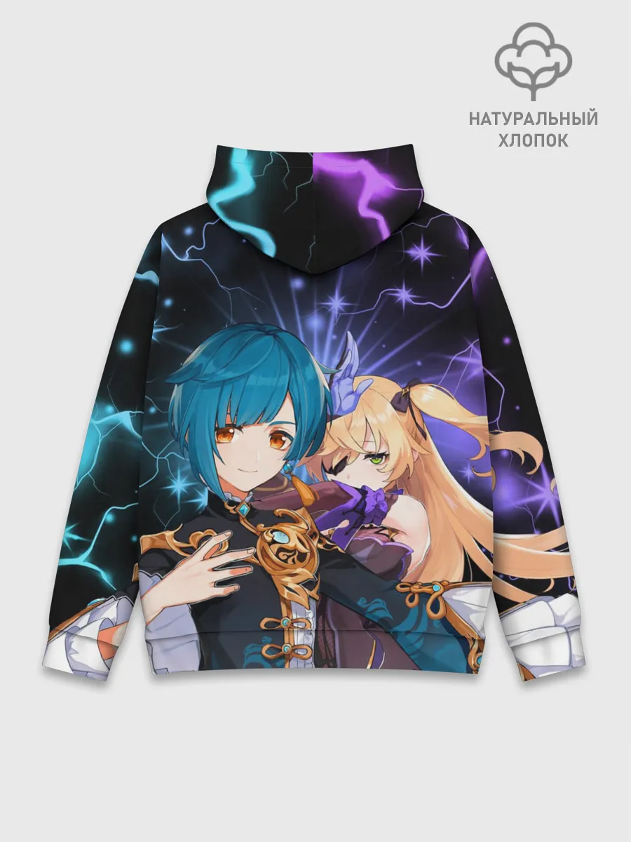 Худи мужской база хлопок / Фишль и Син Цю, Genshin Impact