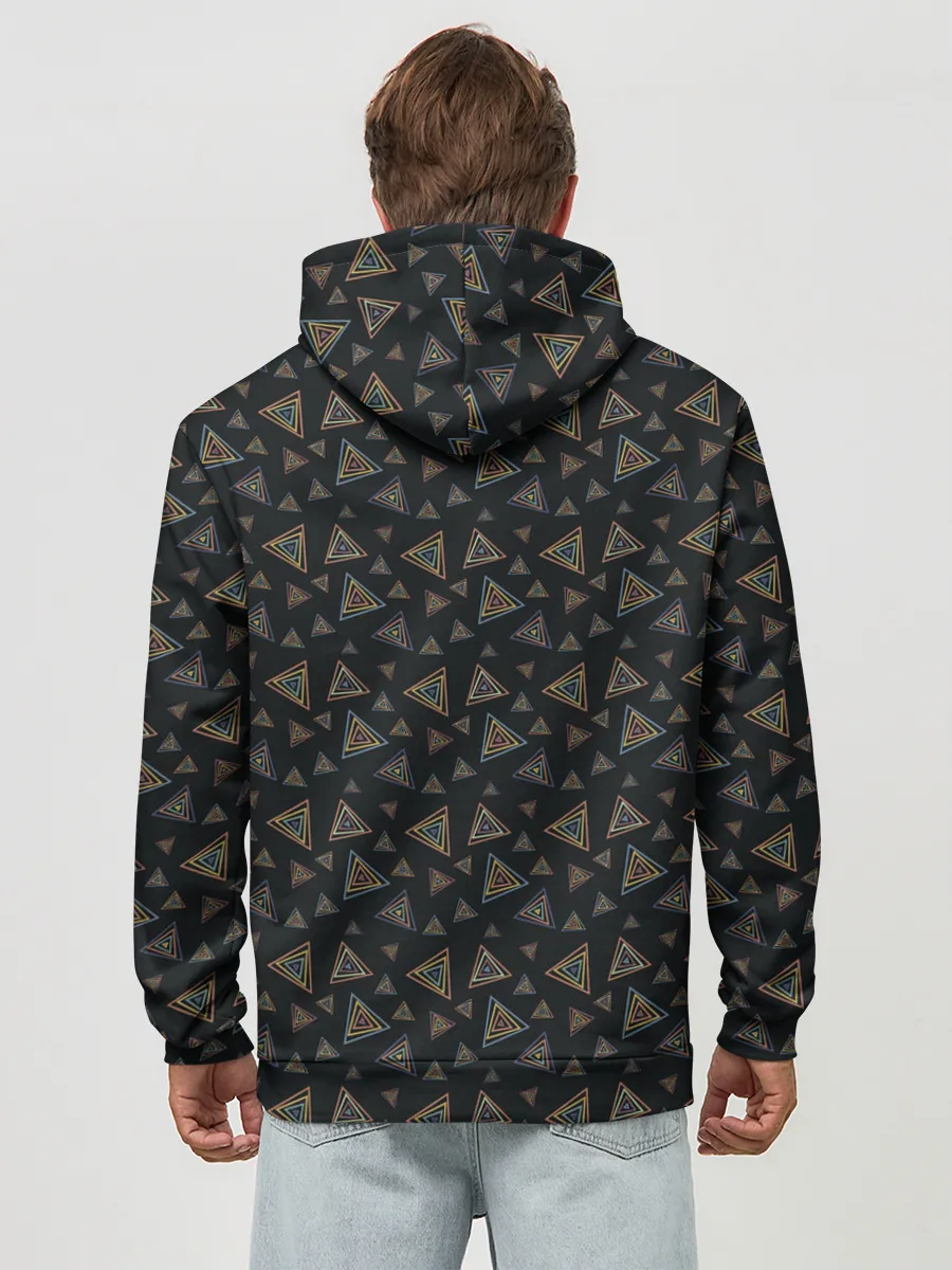 Худи мужской база хлопок / Абстракция из разноцветных треугольников