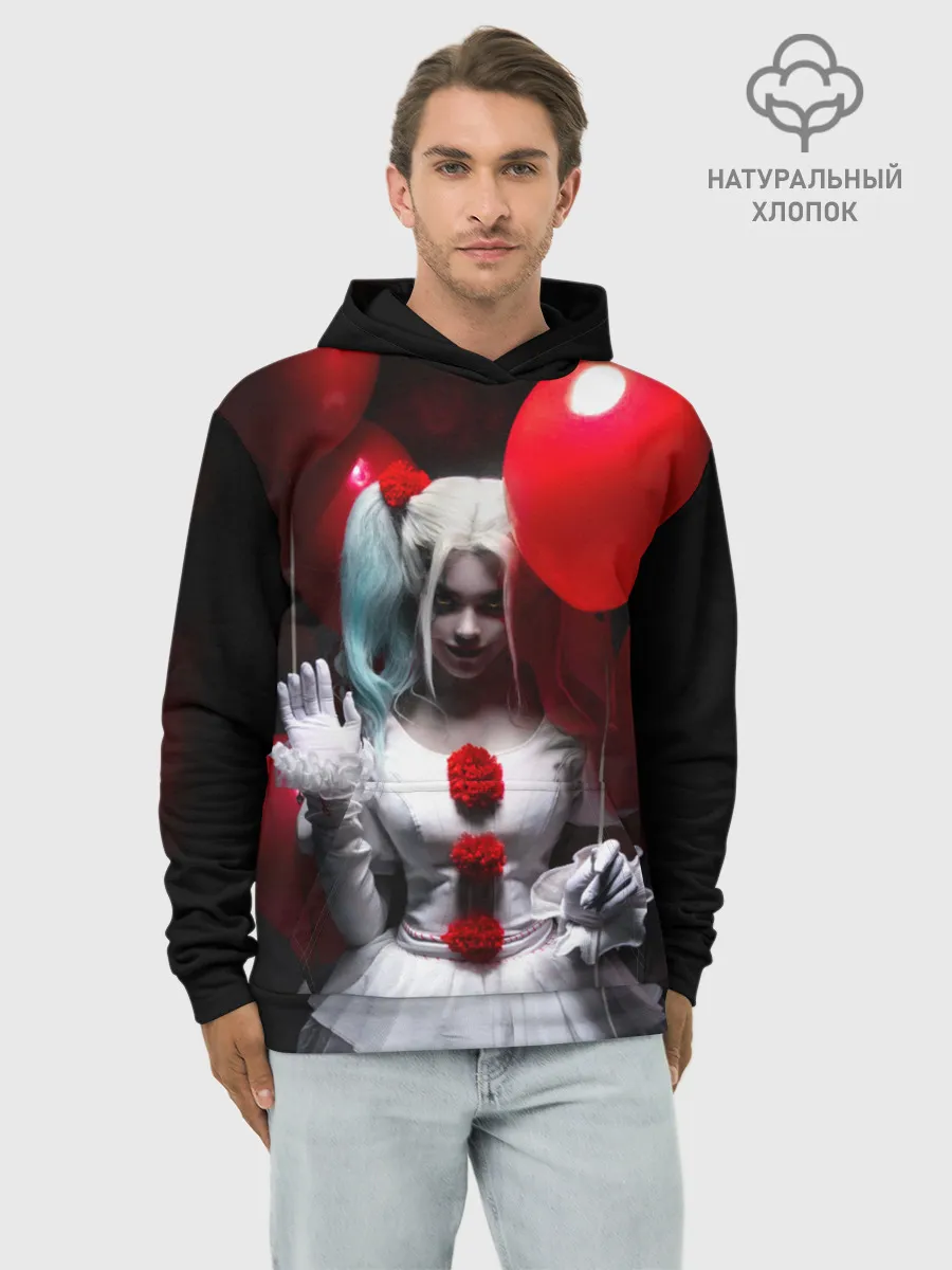 Худи мужской база хлопок / Плохая девочка с красными шарами