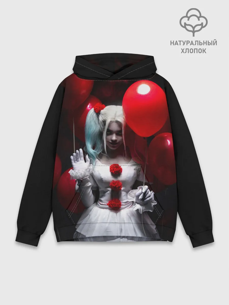 Худи мужской база хлопок / Плохая девочка с красными шарами