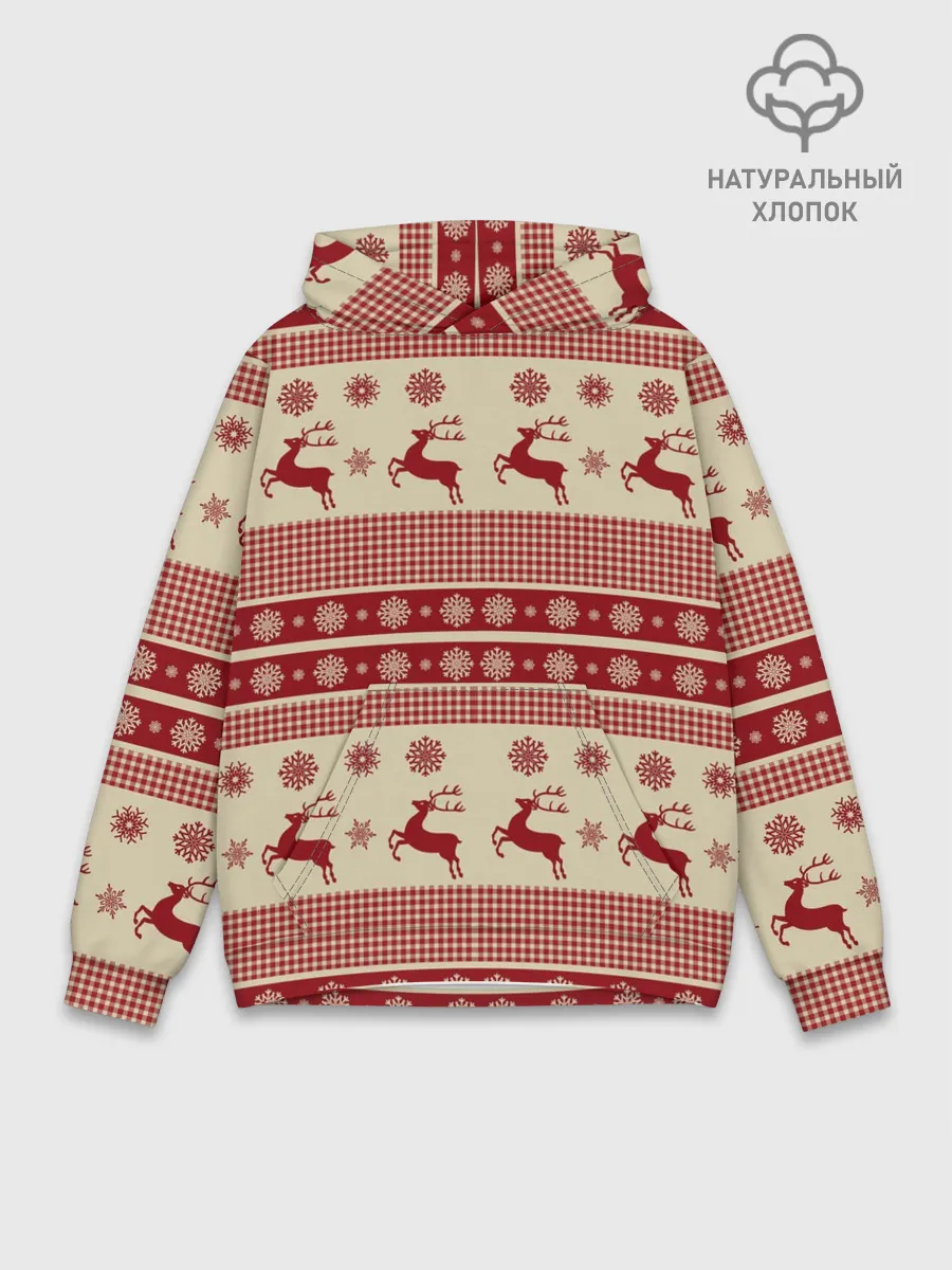Худи мужской база хлопок / Новогодние Олени!