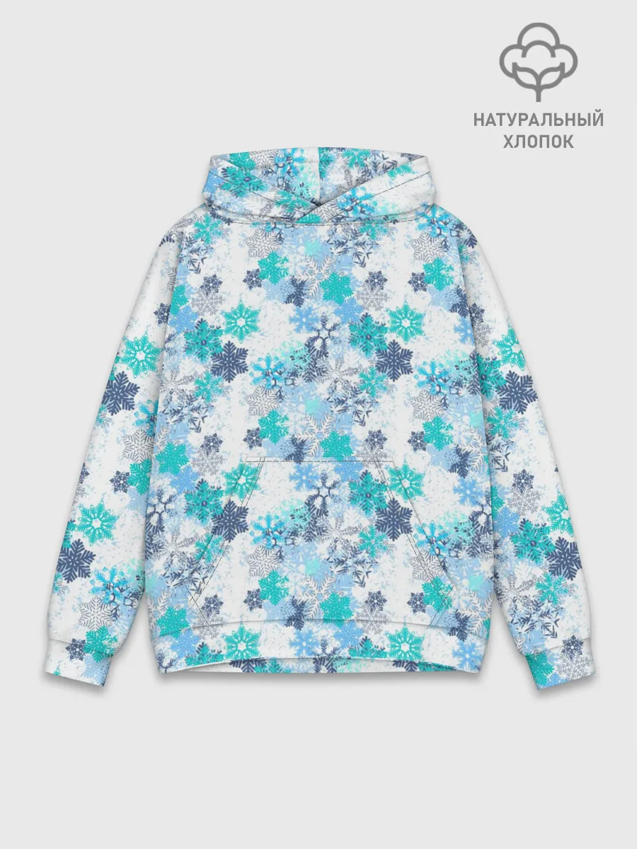 Худи мужской база хлопок / Зимние Снежные Узоры