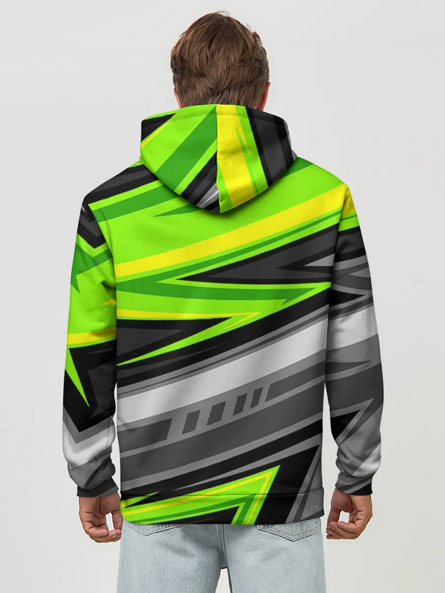 Худи мужской база хлопок / Зеленые линии