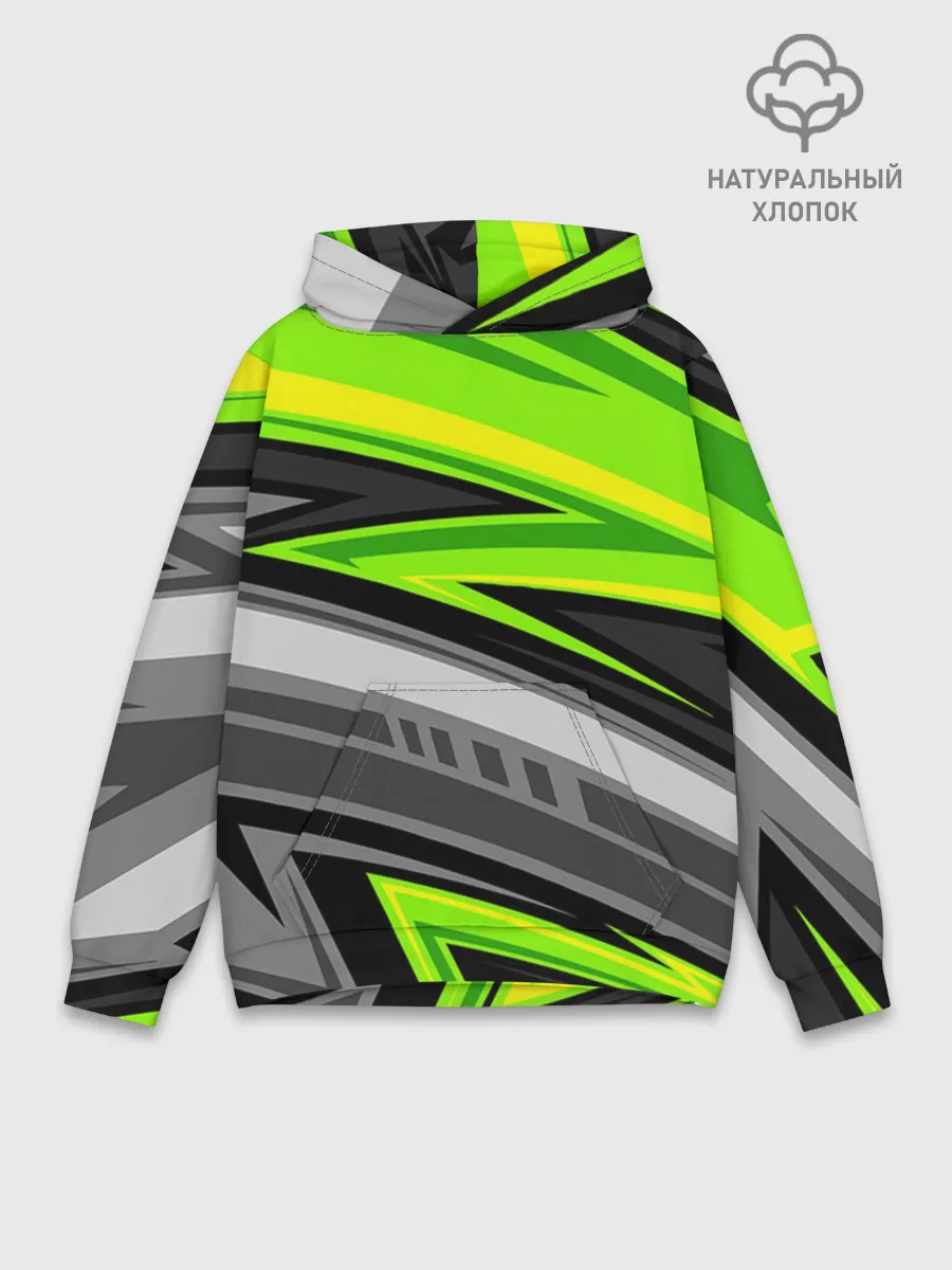 Худи мужской база хлопок / Зеленые линии