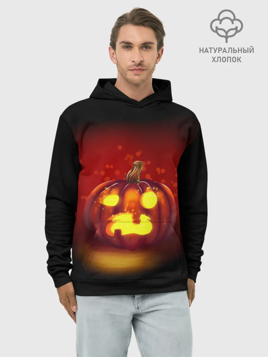 Худи мужской база хлопок / Тыква фонарь