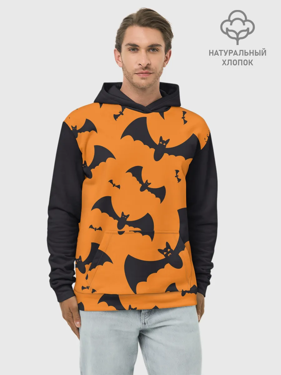 Худи мужской база хлопок / ЛЕТУЧАЯ МЫШЬ В ДЕНЬ ХЭЛЛОУИНА