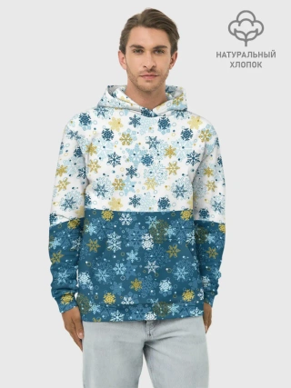Худи мужской база хлопок / Падают Снежинки