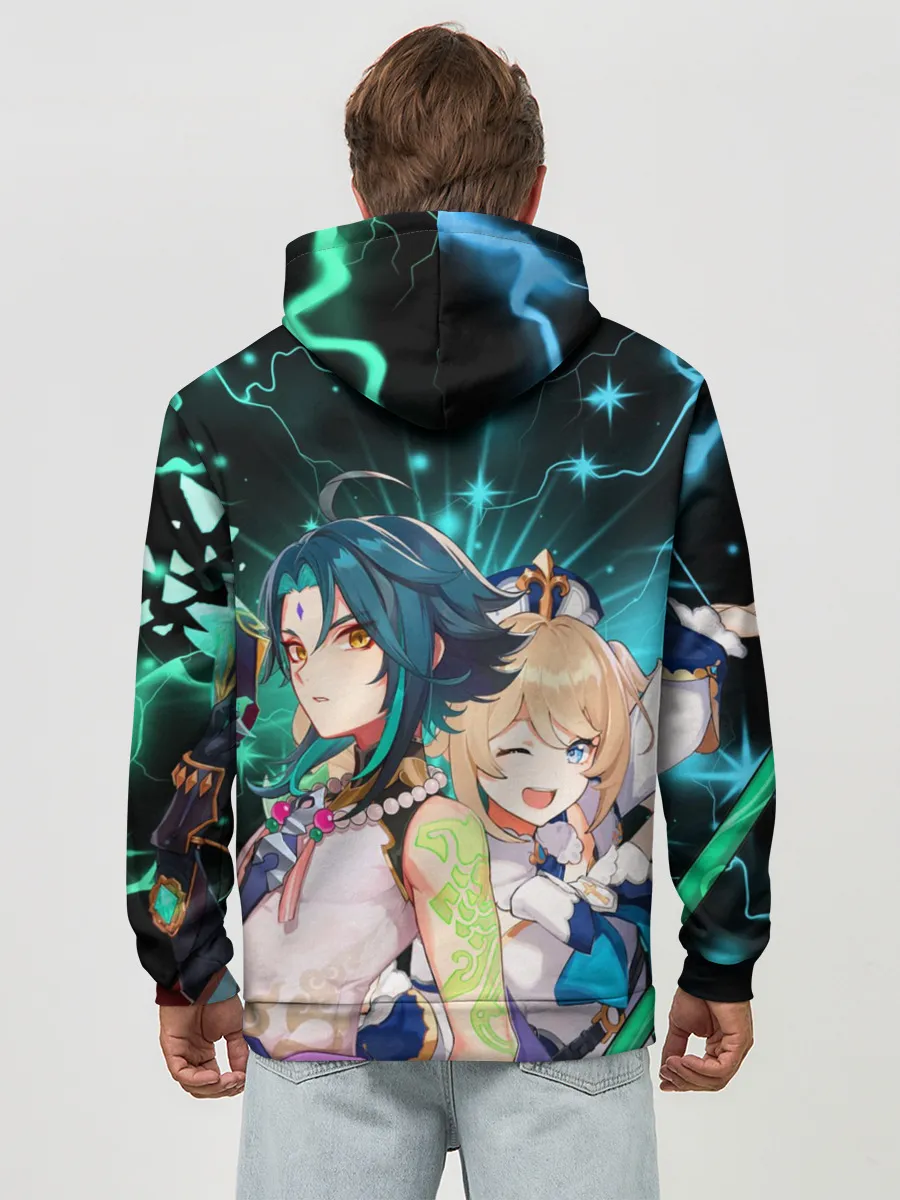 Худи мужской база хлопок / Сяо и Барбара, Genshin Impact