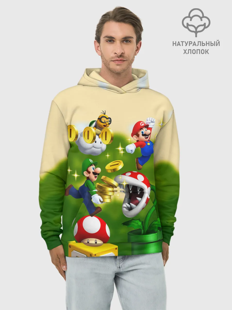 Худи мужской база хлопок / Mario Coins