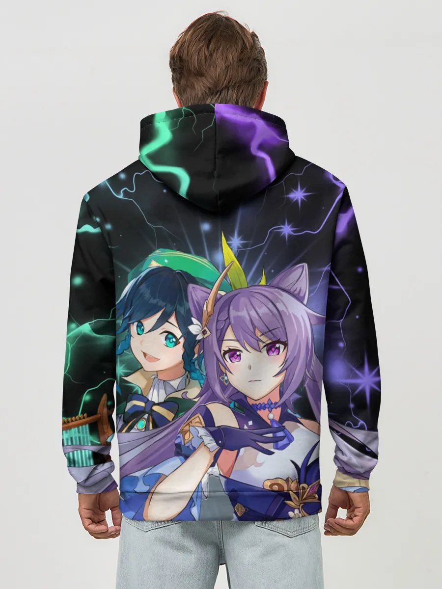 Худи мужской база хлопок / Венти и Кэ Цин, Genshin Impact
