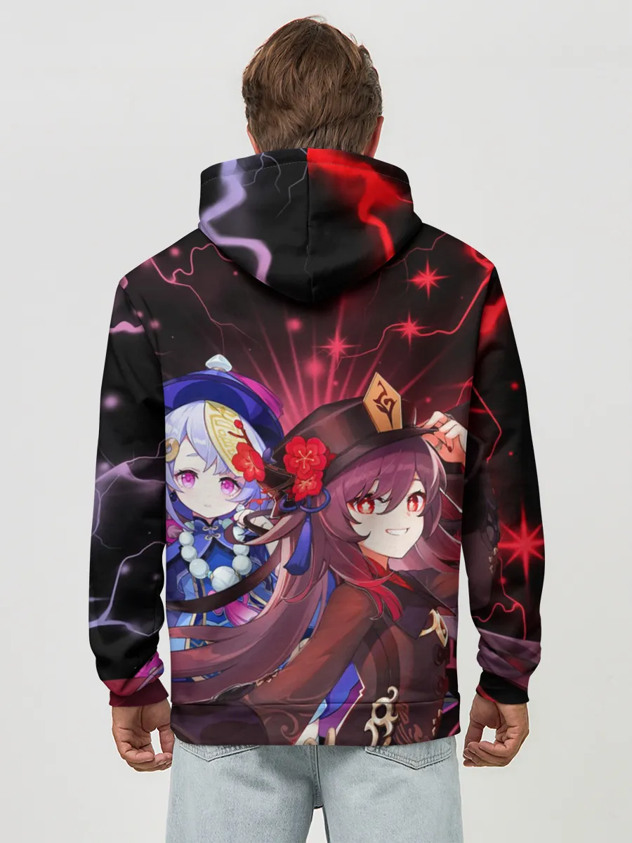 Худи мужской база хлопок / Ху Тао и Ци Ци, Genshin Impact