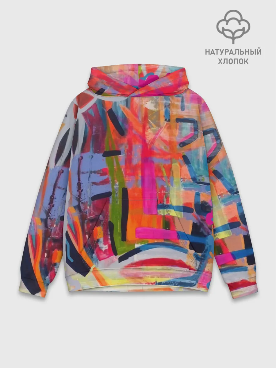Худи мужской база хлопок / Абстракция из полос