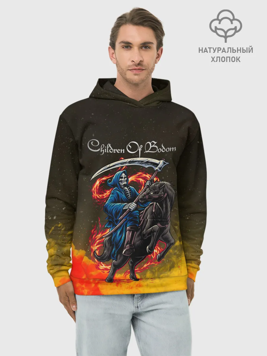 Худи мужской база хлопок / Children of Bodom | Skeleton on a horse