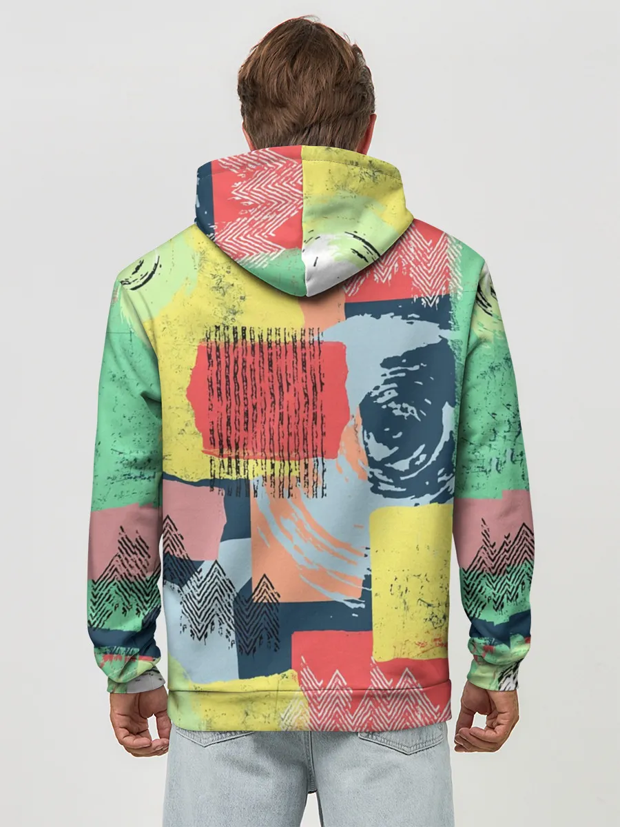 Худи мужской база хлопок / Желто-зеленый тай-дай