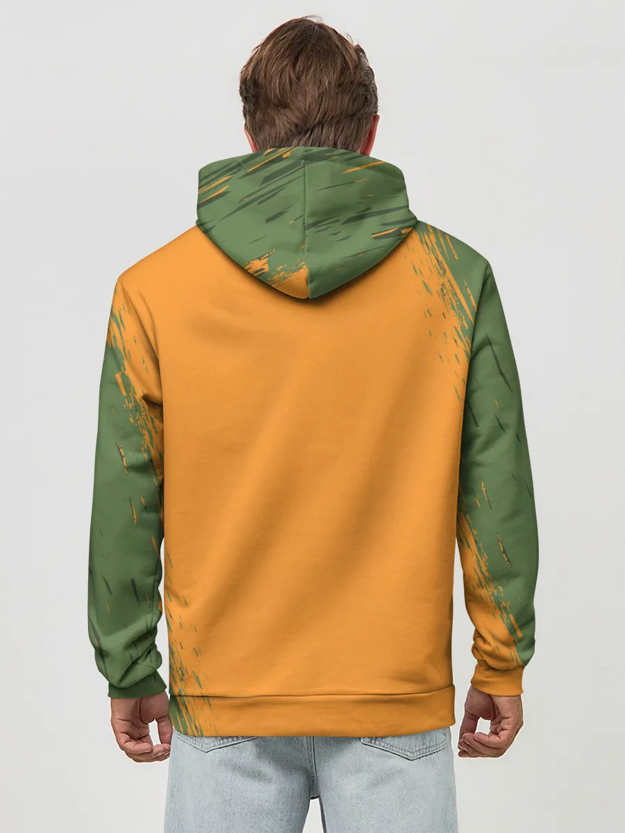 Худи мужской база хлопок / Т-Рекс с тыквой в пасте | Хэллоуин