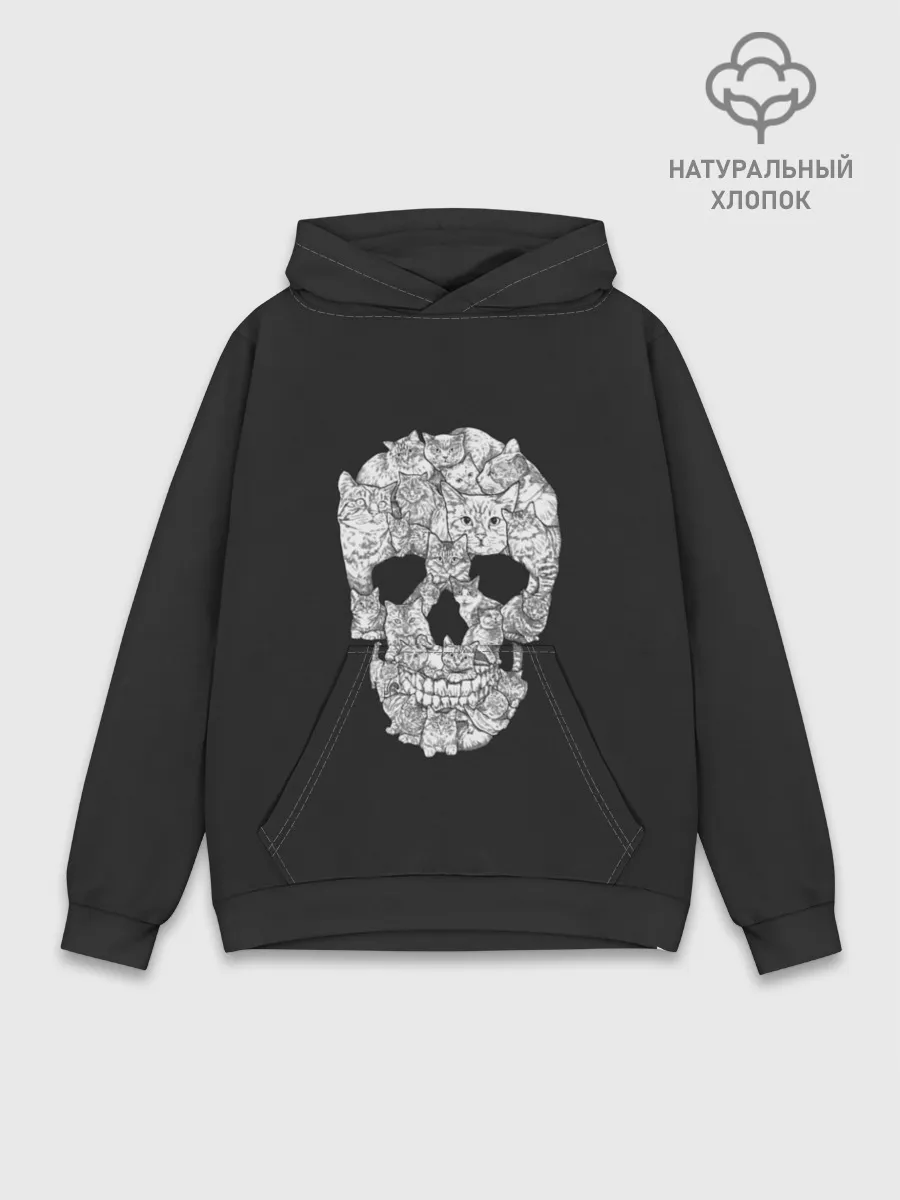 Худи мужской база хлопок / Череп из котов