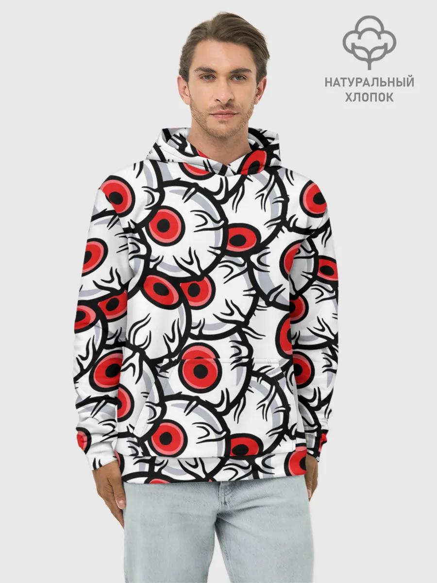 Худи мужской база хлопок / HALLOWEEN EYES / ХЕЛЛОУИН ГЛАЗА