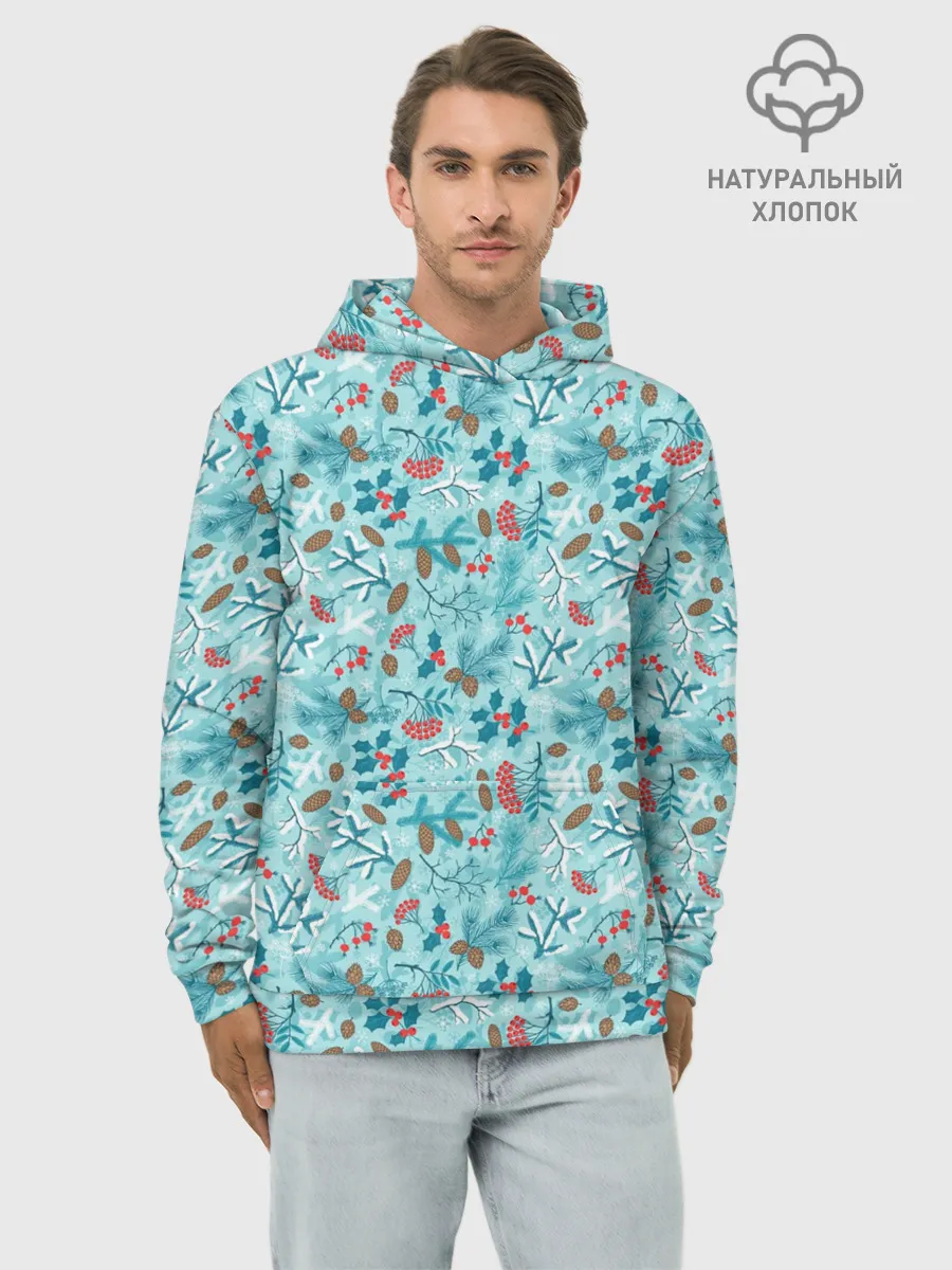 Худи мужской база хлопок / Зимний Лесной Пейзаж