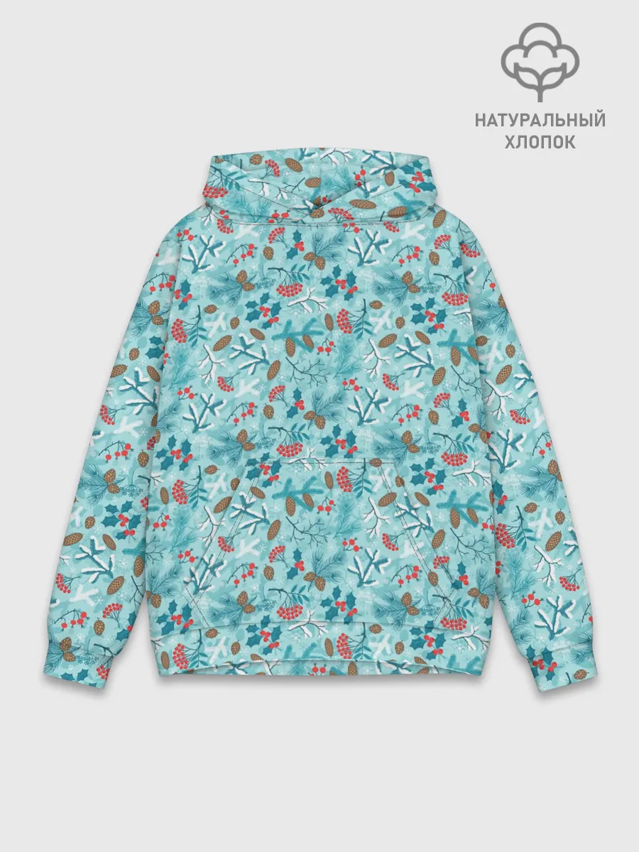 Худи мужской база хлопок / Зимний Лесной Пейзаж