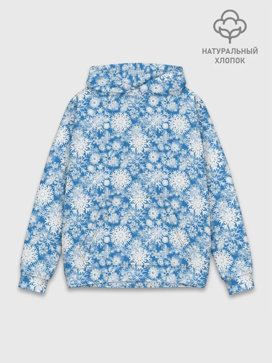 Худи мужской база хлопок / Узоры Снежных Хлопьев