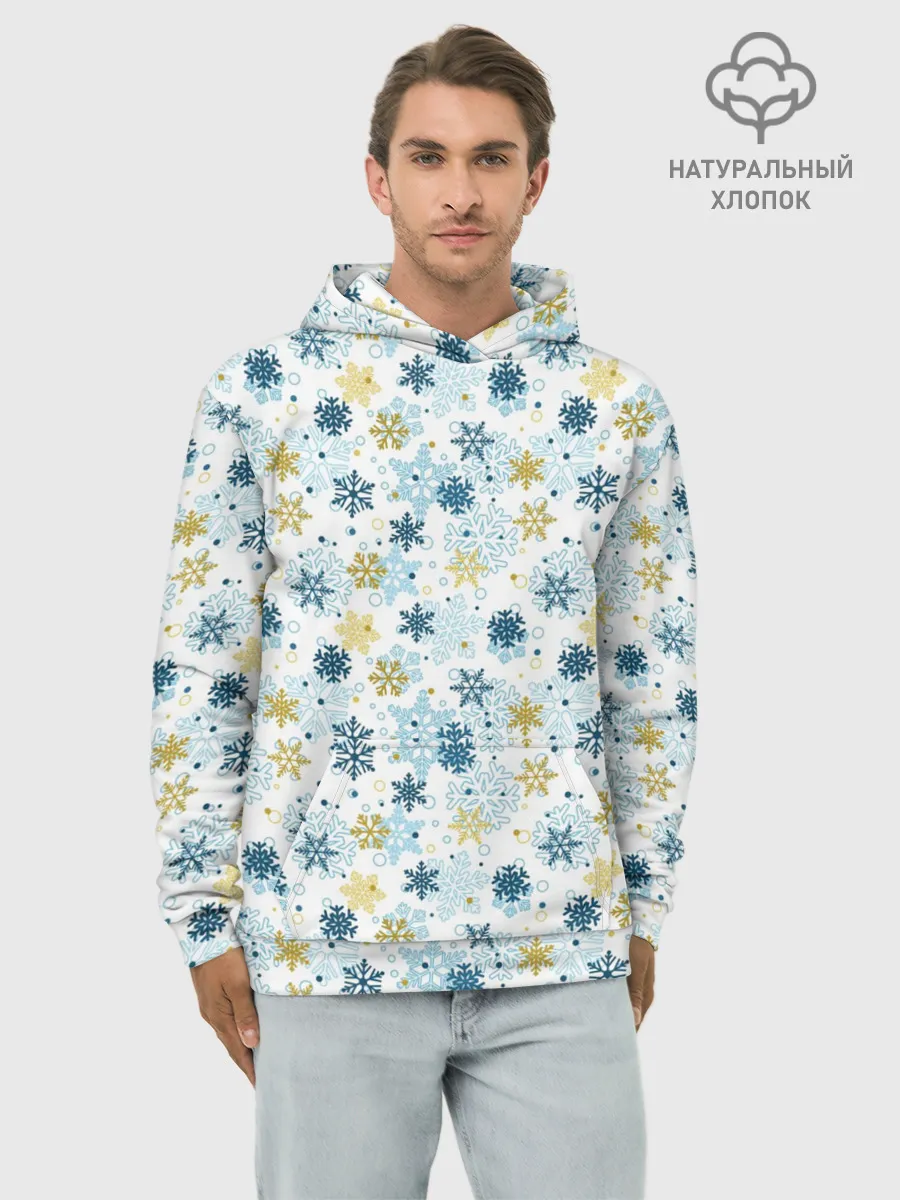 Худи мужской база хлопок / Снежинки Кружатся