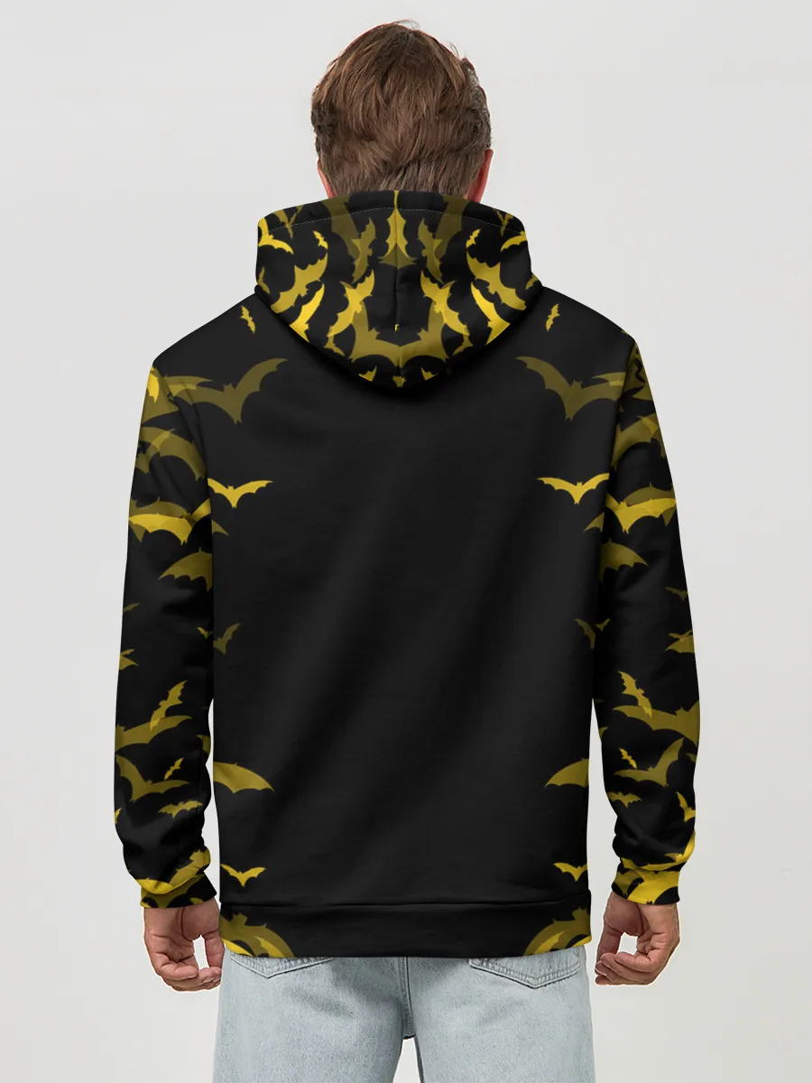 Худи мужской база хлопок / КОТ НА КЛАДБИЩЕ | ХЕЛЛОУИН