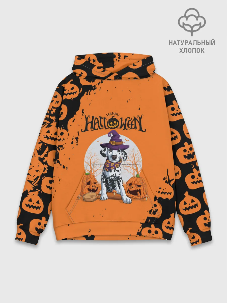 Худи мужской база хлопок / Далматинец в шляпе | Хэллоуин