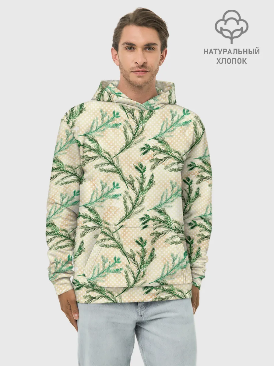 Худи мужской база хлопок / Ель новогодняя