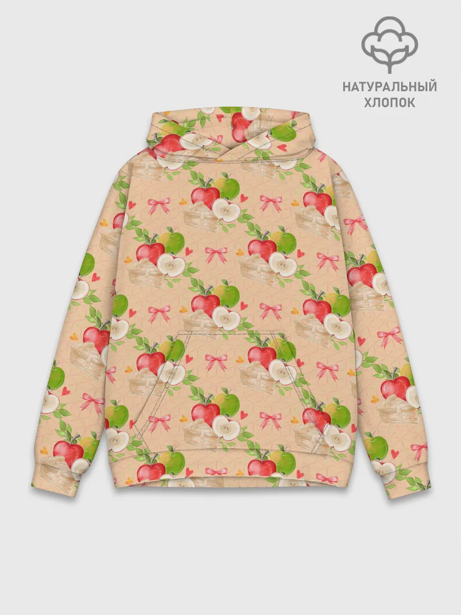 Худи мужской база хлопок / Яблоки паттерн