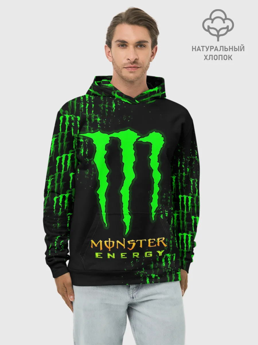 Худи мужской база хлопок / MONSTER ENERGY NEON | МОНСТЕР НЕОН