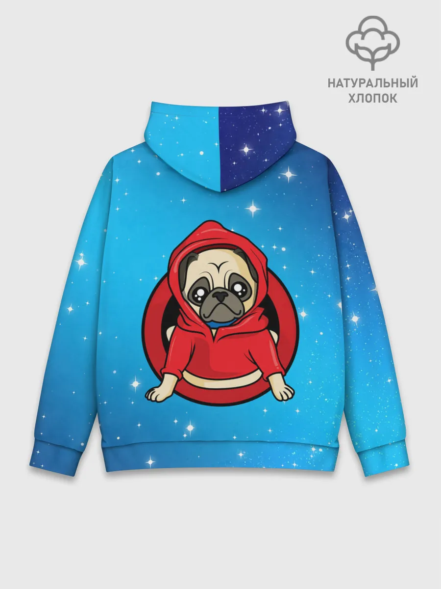 Худи мужской база хлопок / Мопс в толстовке