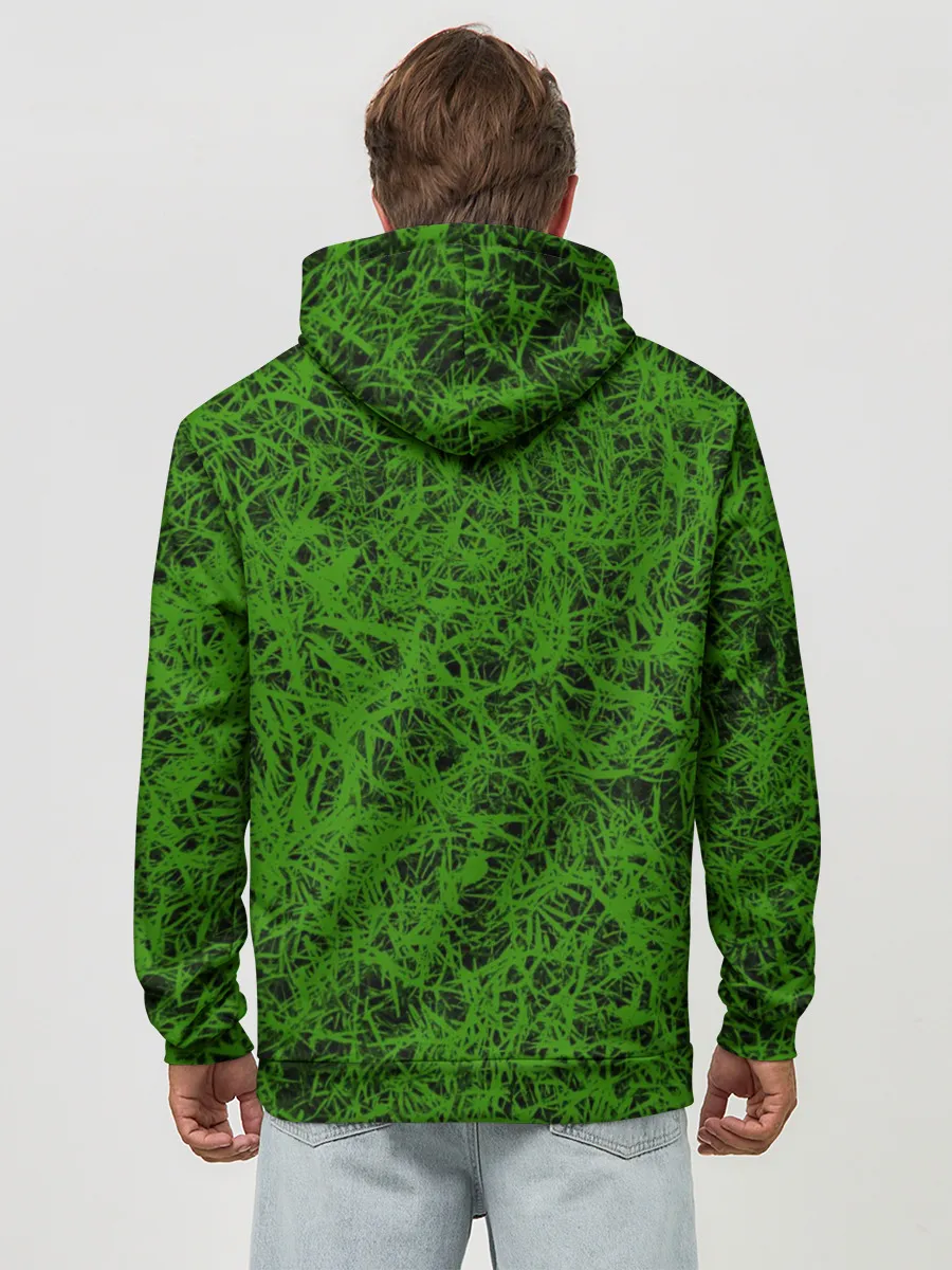 Худи мужской база хлопок / зелёный паттерн