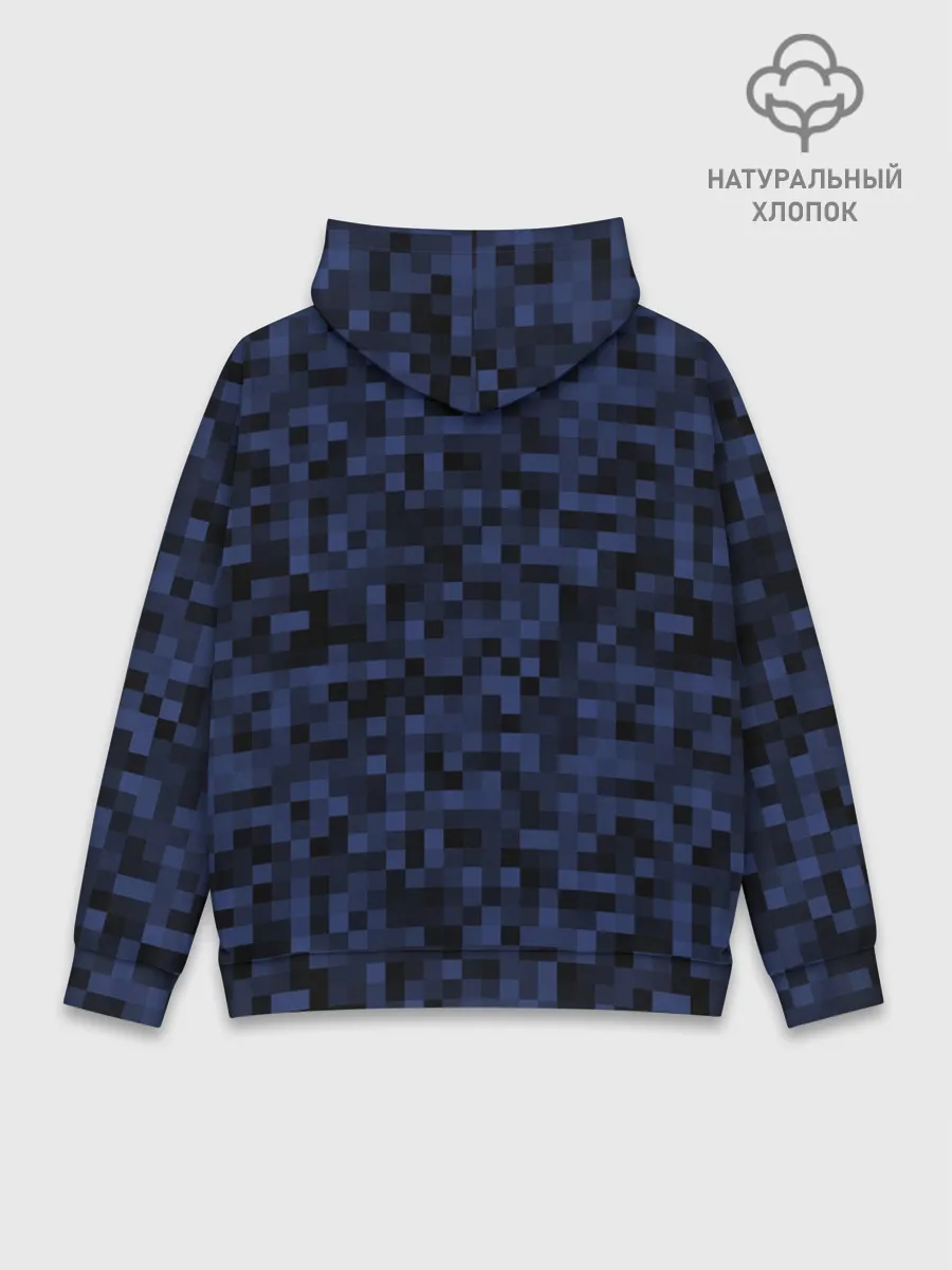 Худи мужской база хлопок / Темная пиксельная абстракция