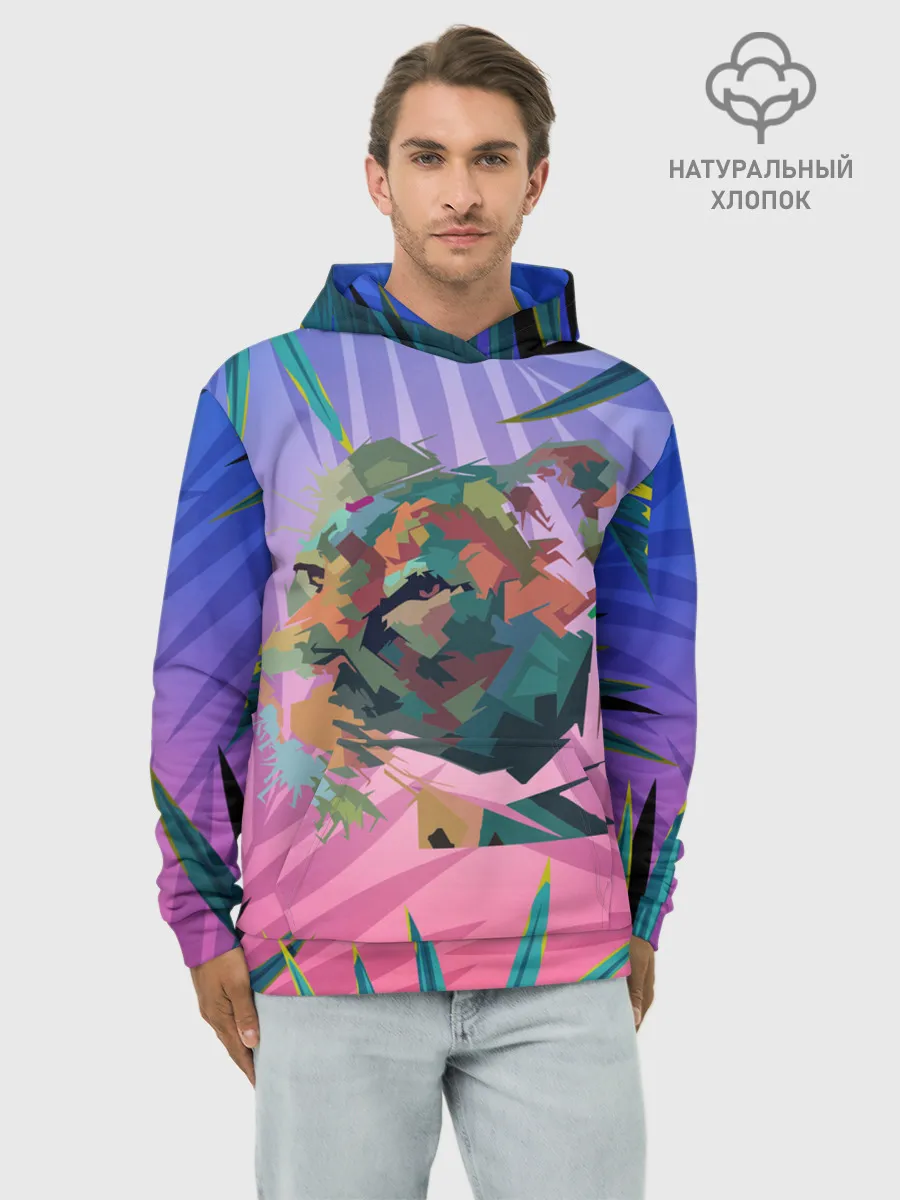 Худи мужской база хлопок / Тигр из абстракций