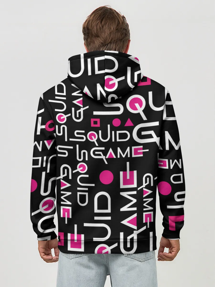 Худи мужской база хлопок / SQUID GAME ЛОГО PINK