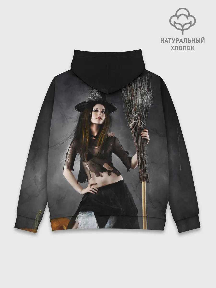 Худи мужской база хлопок / Милая ведьма с метлой