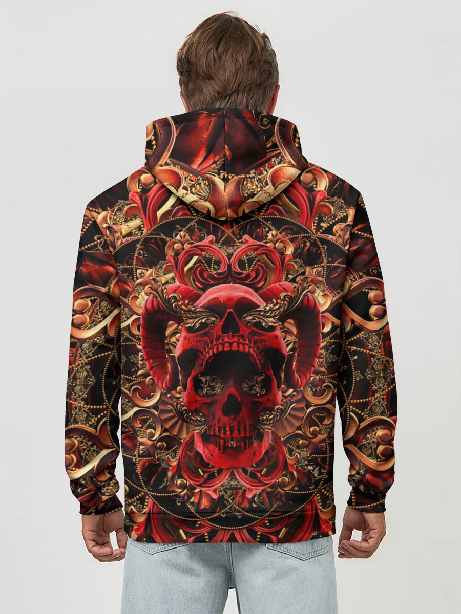 Худи мужской база хлопок / Череп красного демона