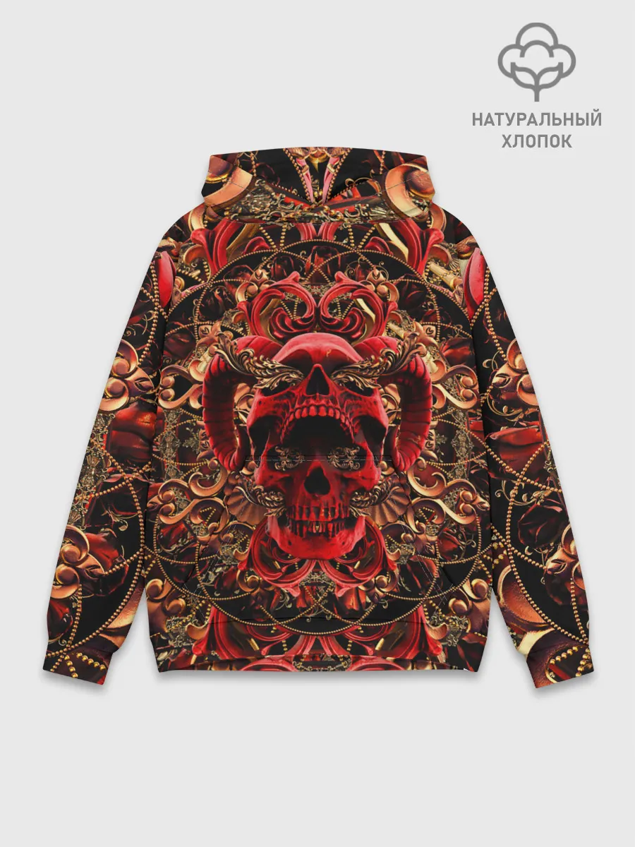 Худи мужской база хлопок / Череп красного демона