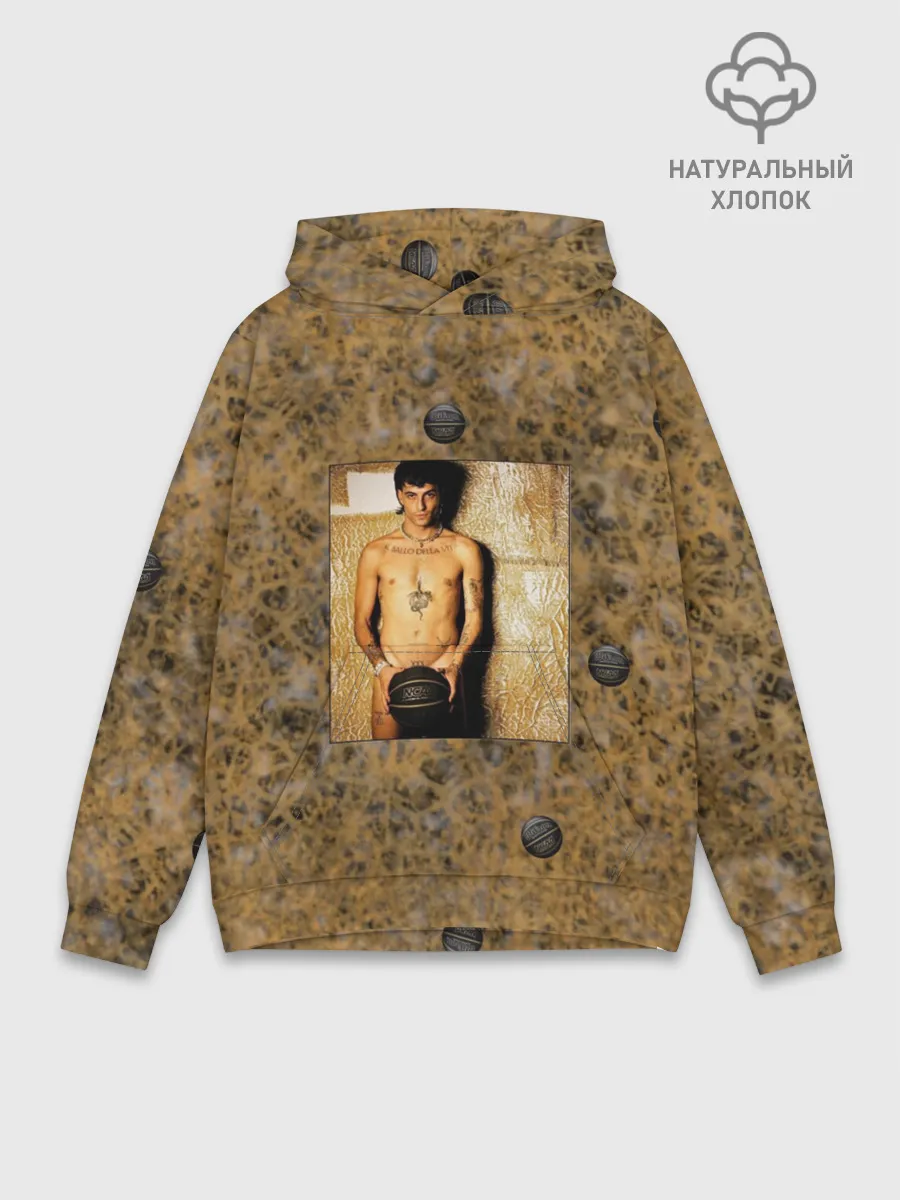 Худи мужской база хлопок / Damiano David. Фотосессия с мячом