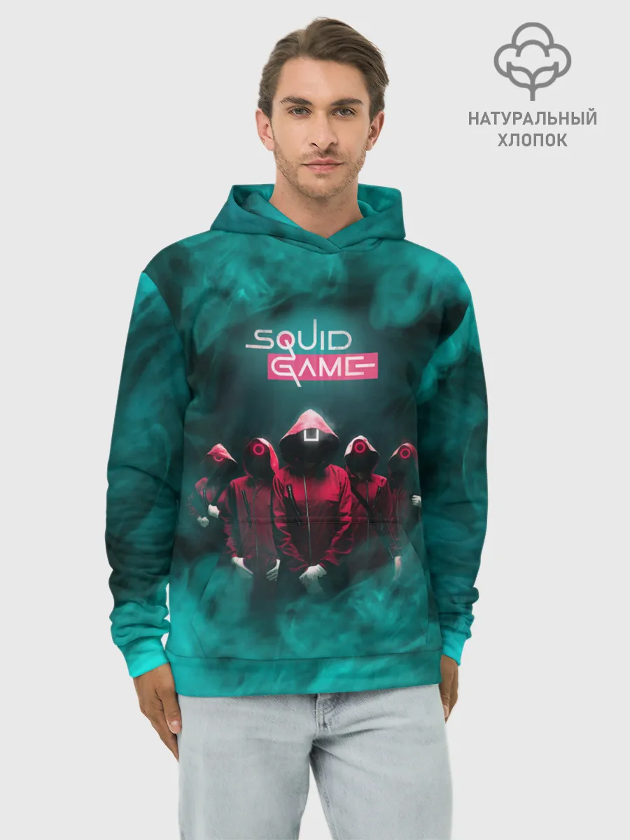 Худи мужской база хлопок / СТРАЖА В МАСКАХ | ИГРА В КАЛЬМАРА