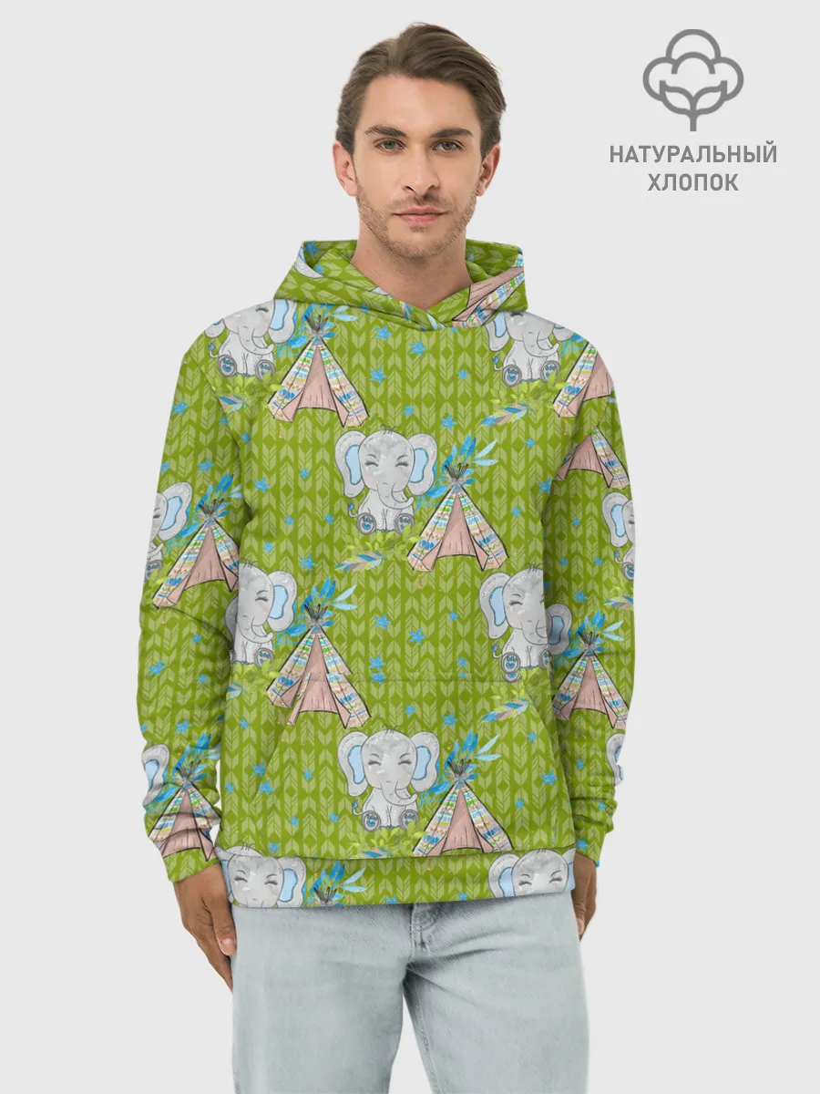 Худи мужской база хлопок / Слоник и вигвам