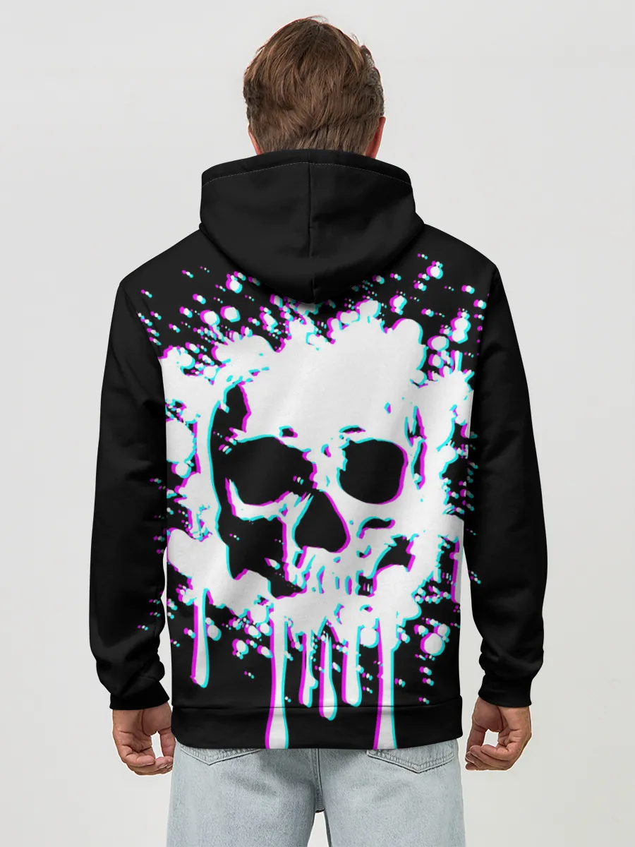 Худи мужской база хлопок / Мерцающий череп