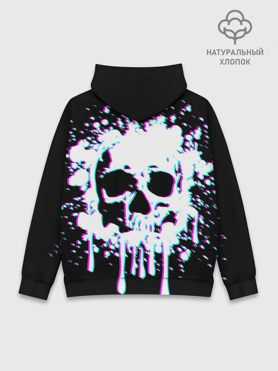 Худи мужской база хлопок / Мерцающий череп