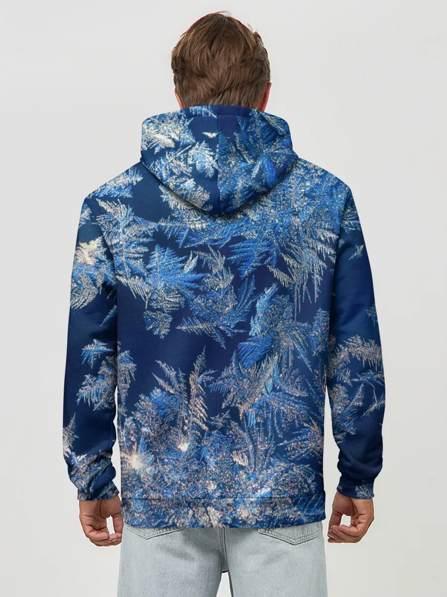 Худи мужской база хлопок / Снежинки макро snowflakes macro